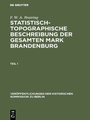 cover image of Statistisch-topographische Beschreibung der gesamten Mark Brandenburg